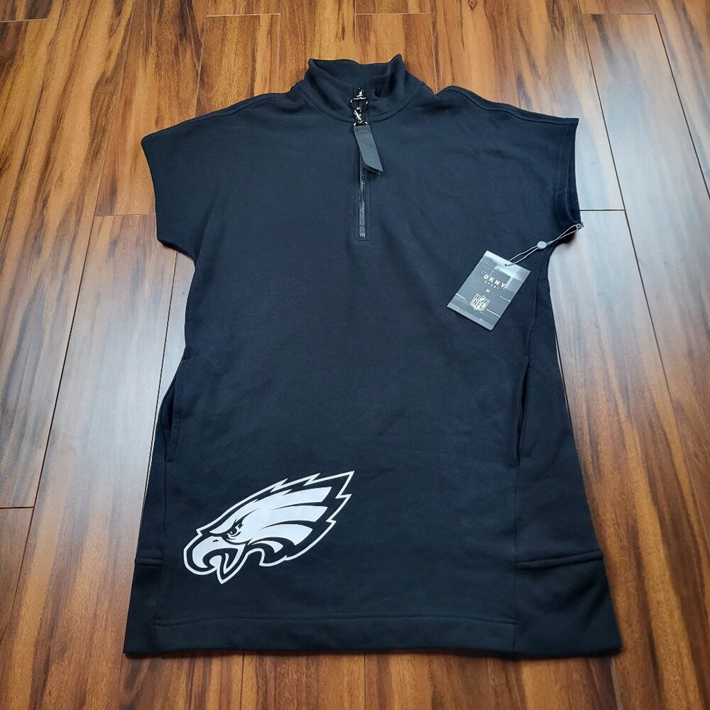 Womens DKNY Sport Black Philadelphia Eagles Fleece Half-Zip Dress Size S #Eagles